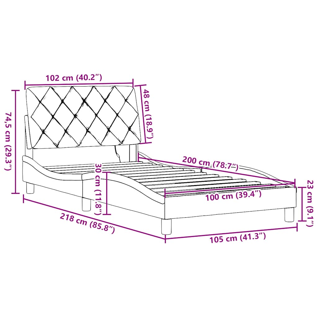 Okvir kreveta s LED-om bez madraca crni 100x200 cm od tkanine
