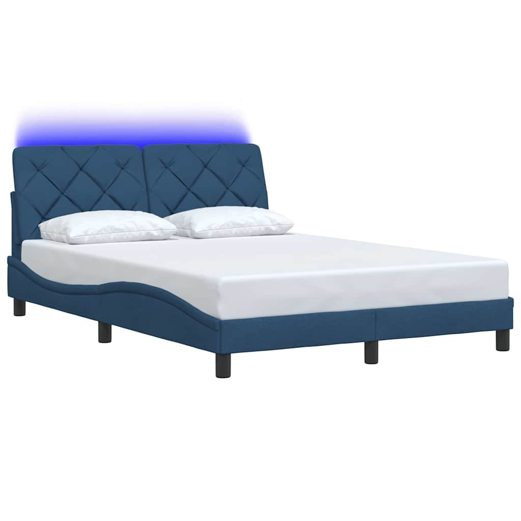 Okvir kreveta s LED-om bez madraca Plava 120x200 cm Tkanina