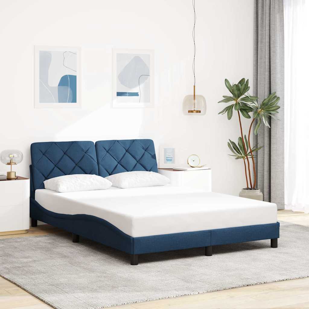 Okvir kreveta s LED-om bez madraca Plava 120x200 cm Tkanina