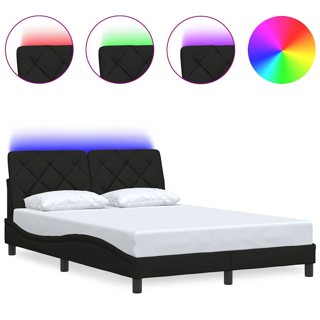 Okvir kreveta s LED-om bez madraca crni 140 x 190 cm od tkanine
