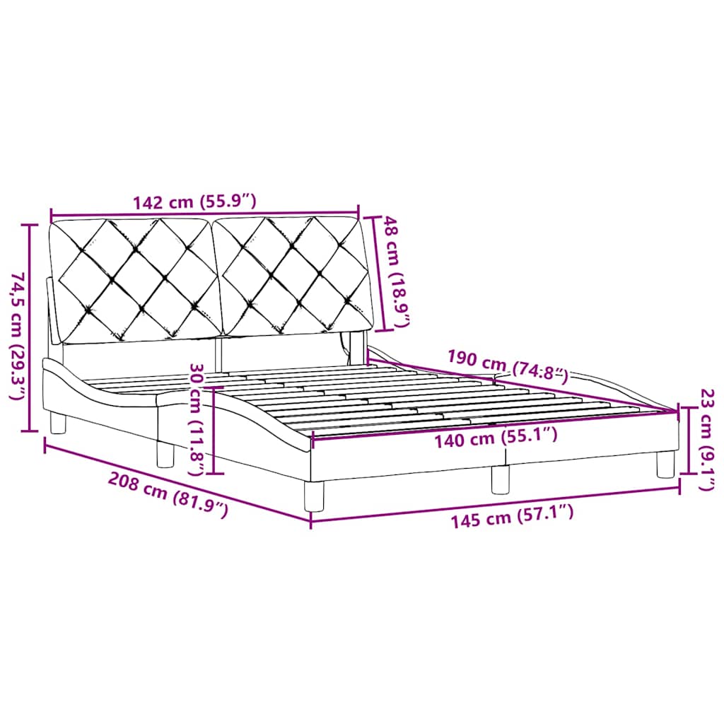 Okvir kreveta s LED-om bez madraca crni 140 x 190 cm od tkanine