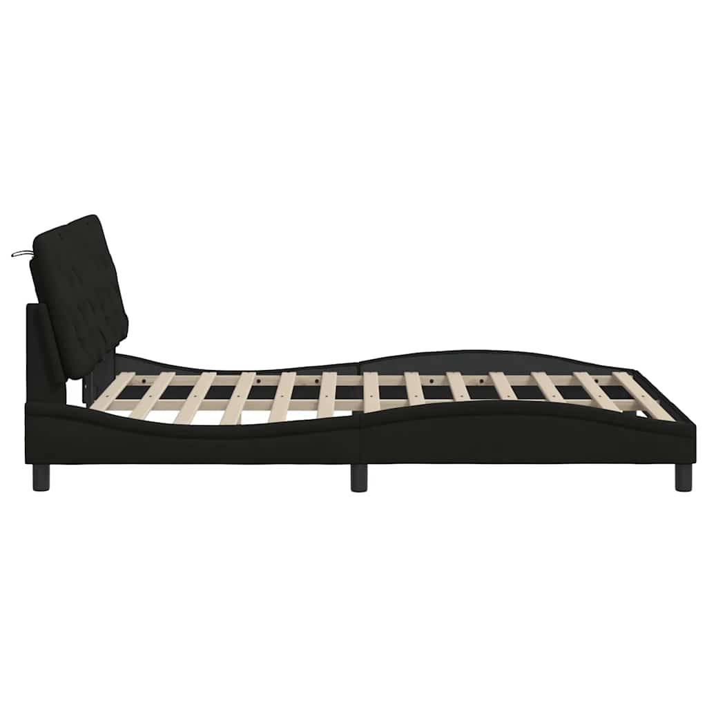 Okvir kreveta s LED-om bez madraca crni 140 x 190 cm od tkanine