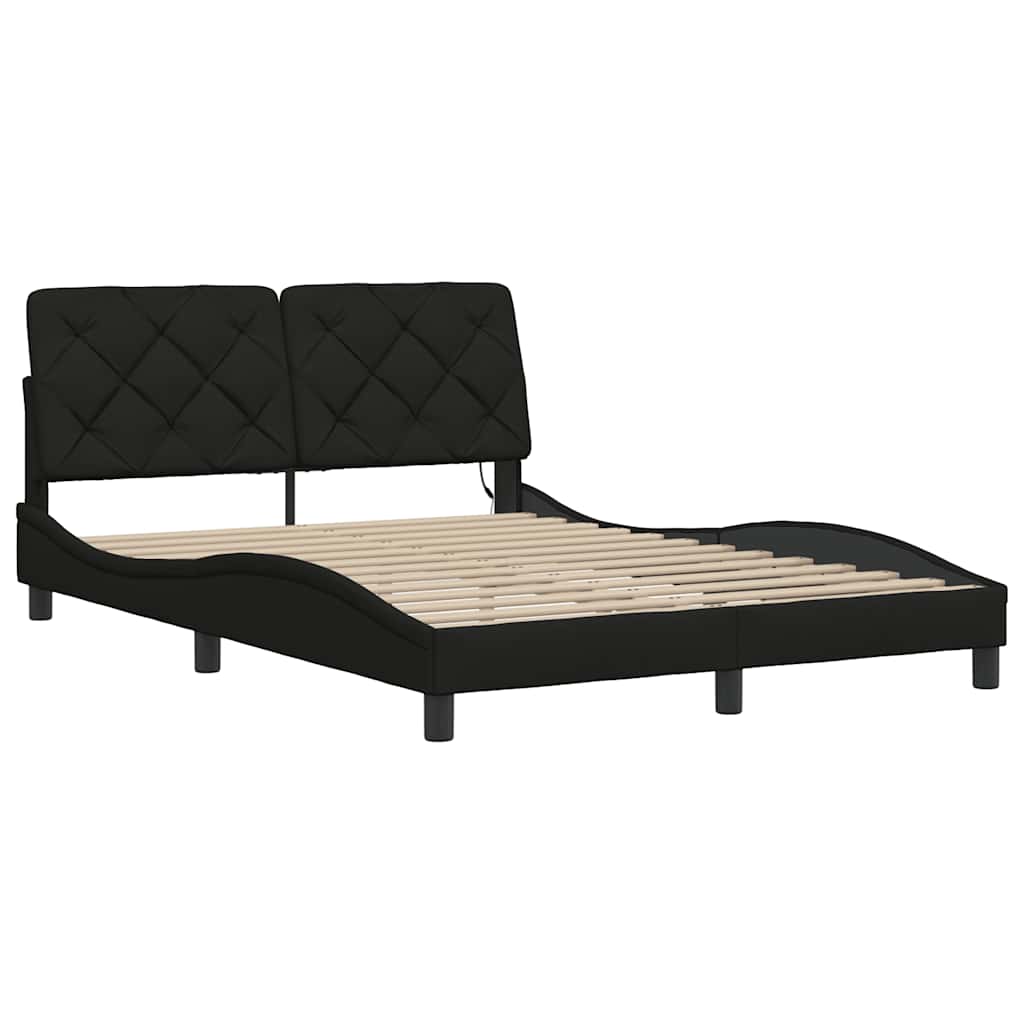 Okvir kreveta s LED-om bez madraca crni 140 x 190 cm od tkanine