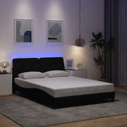 Okvir kreveta s LED-om bez madraca crni 140 x 190 cm od tkanine