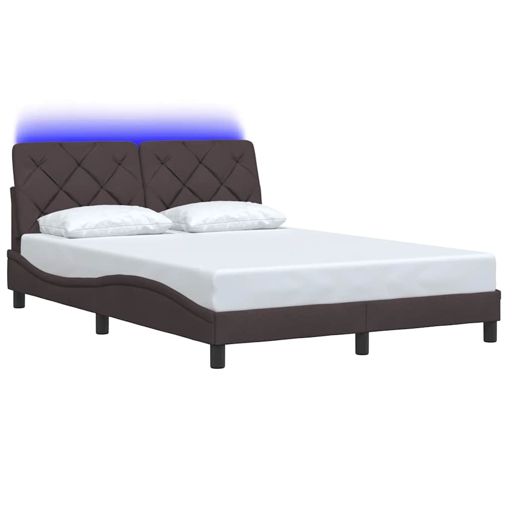 Okvir za krevet s LED rasvjetom bez madraca tamnosmeđi 140x190 cm tkanina