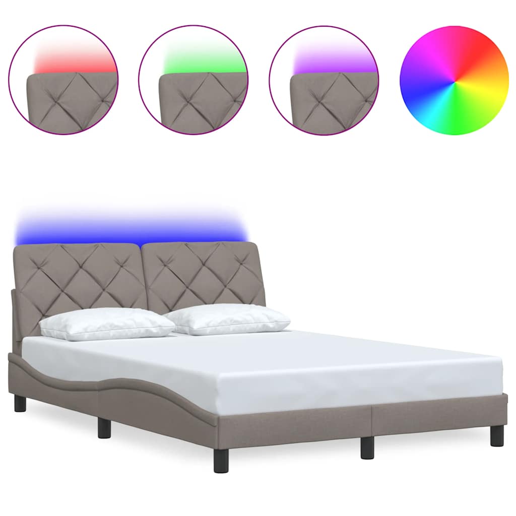 Okvir kreveta s LED-om bez madraca Taupe 140x190 cm tkanina