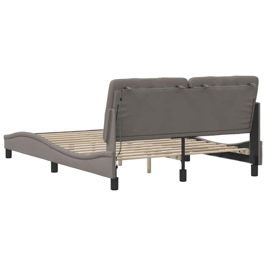 Okvir kreveta s LED-om bez madraca Taupe 140x190 cm tkanina