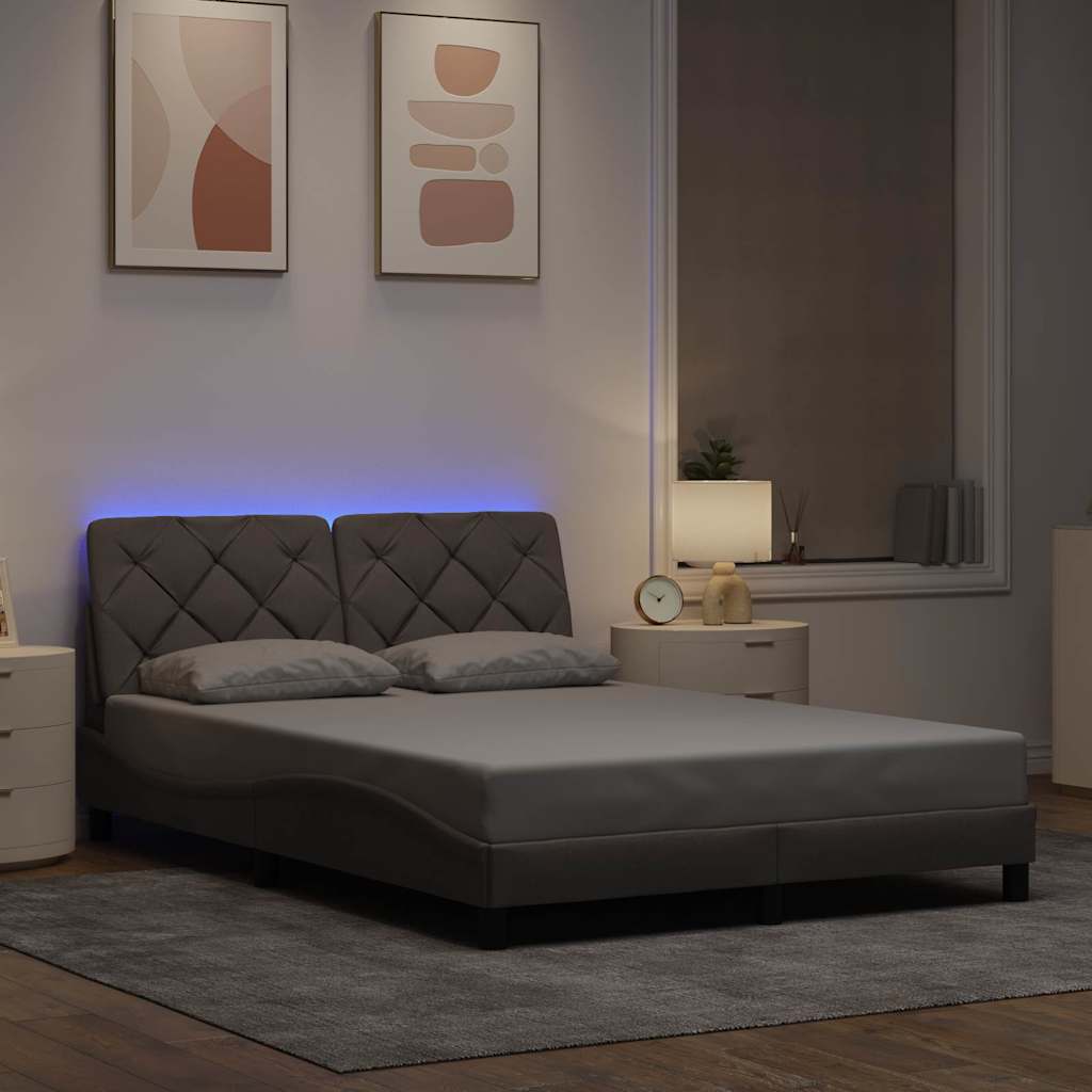 Okvir kreveta s LED-om bez madraca Taupe 140x190 cm tkanina