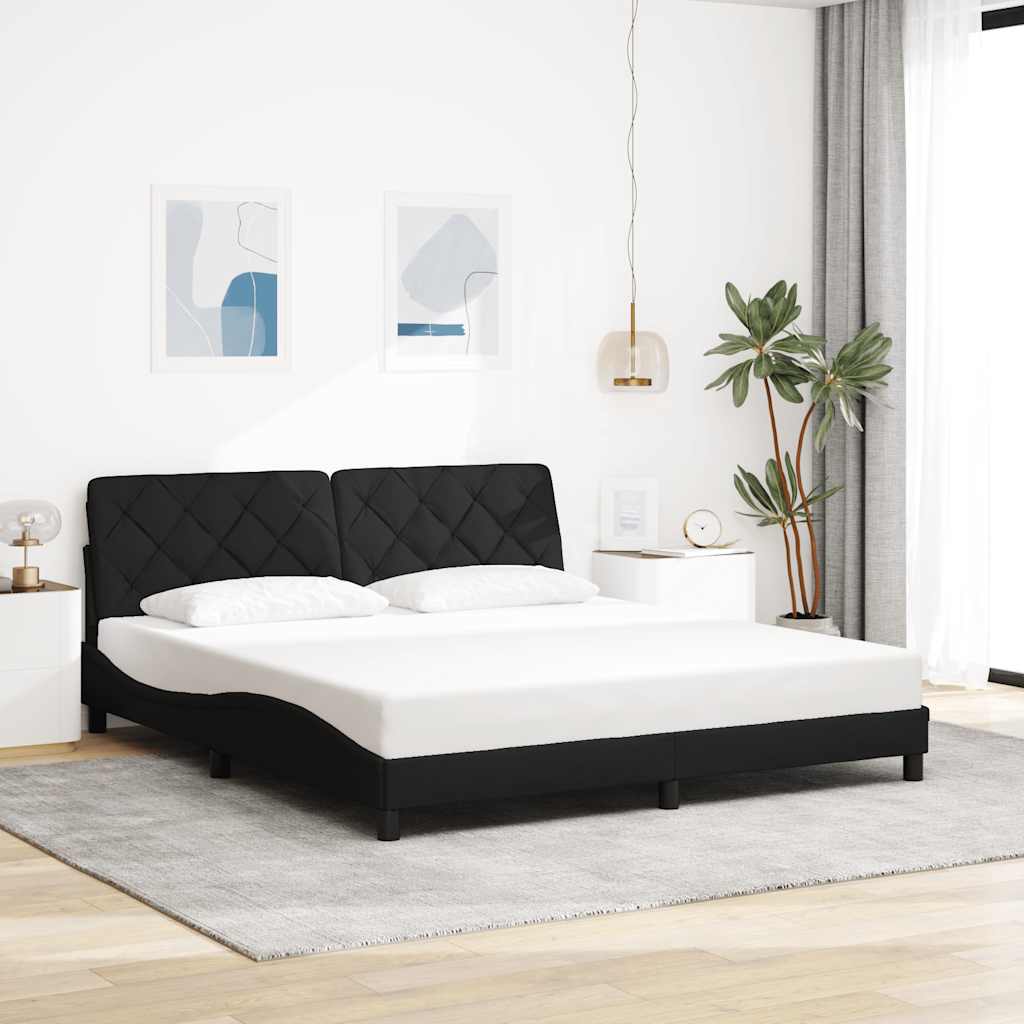Okvir kreveta s LED-om bez madraca crni 180x200 cm od tkanine