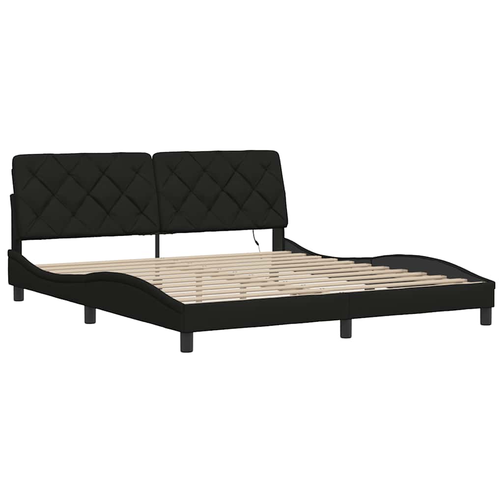Okvir kreveta s LED-om bez madraca crni 180x200 cm od tkanine