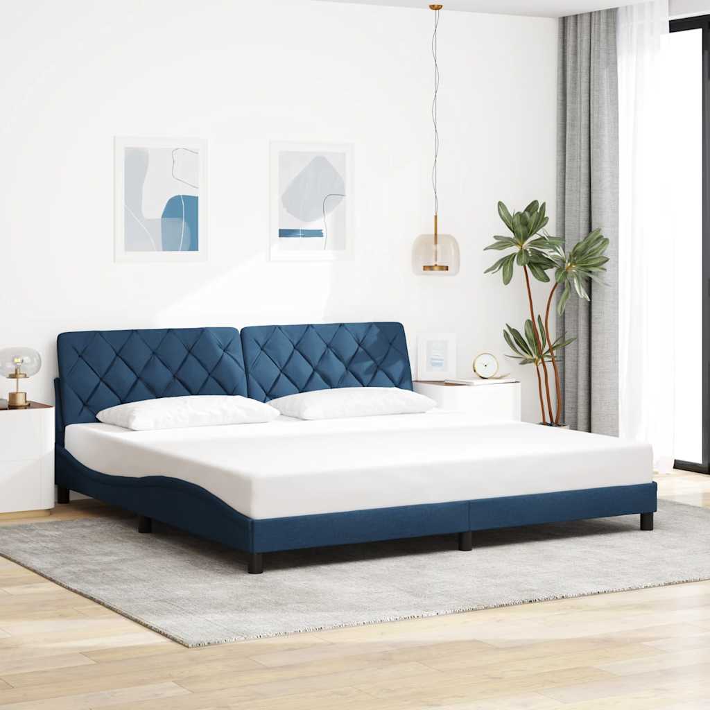 Okvir kreveta s LED-om bez madraca plavi 200x200 cm od tkanine