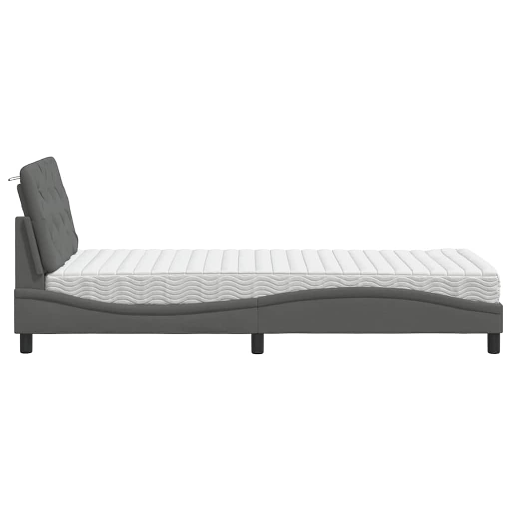 Krevet s madracem tamnosivi 80x200cm od tkanine