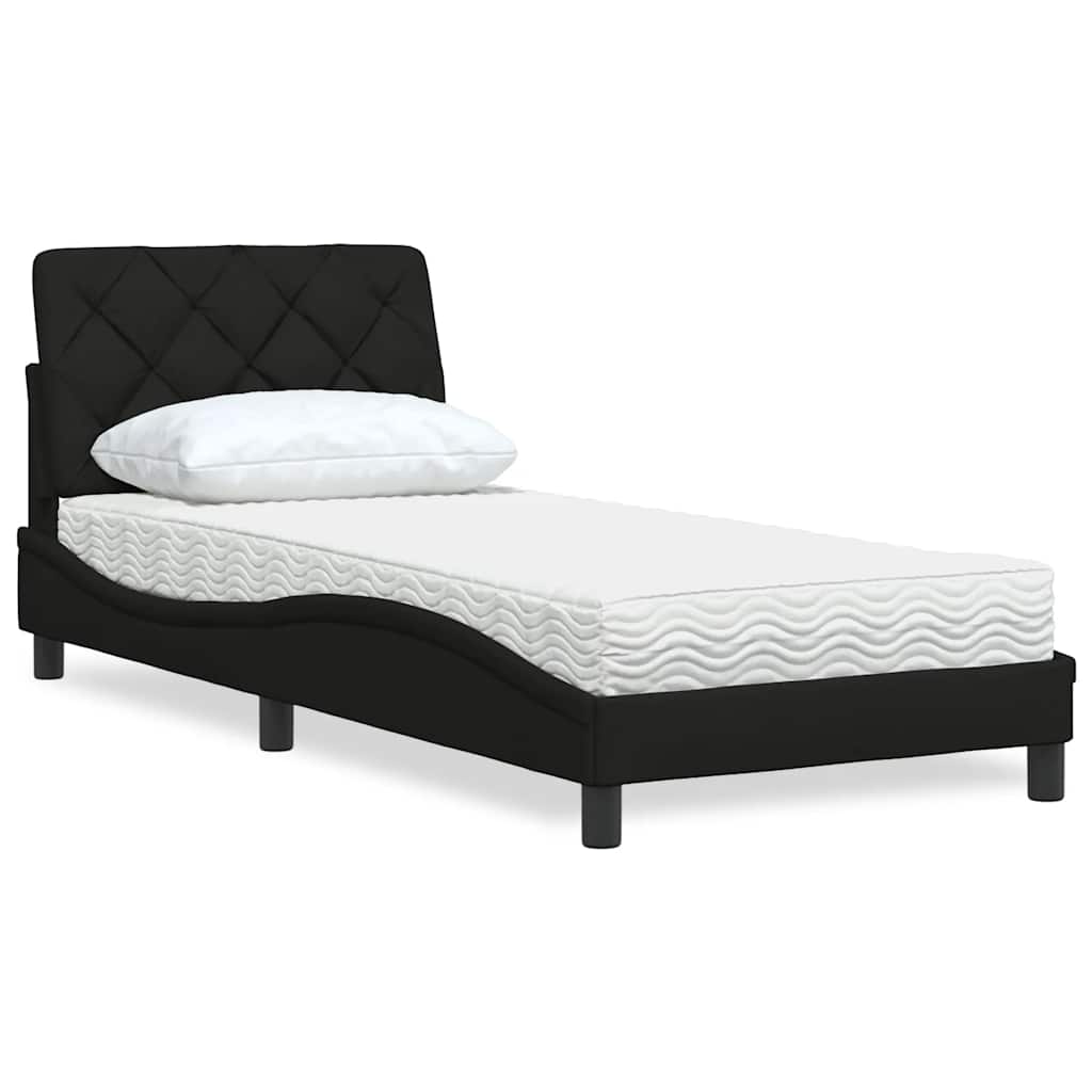 Krevet s madracem crni 90x190 cm od tkanine