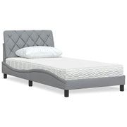 Krevet s madracem svjetlosivi 100x200 cm od tkanine