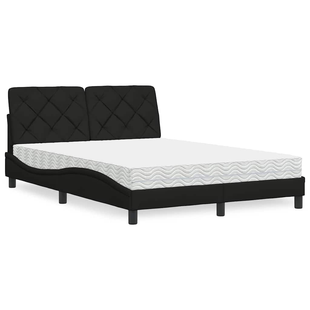 Krevet s madracem crni 120 x 200 cm od tkanine