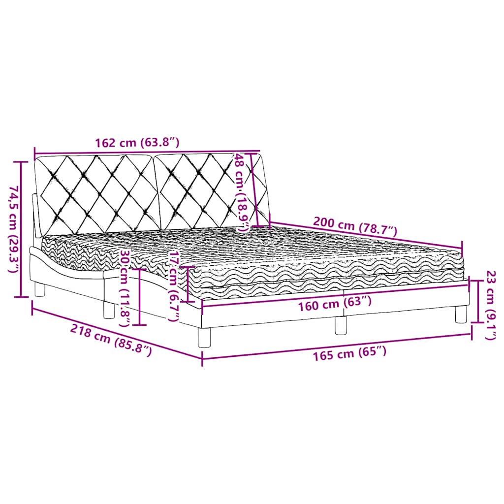 Krevet s madracem krem 160x200 cm od tkanine