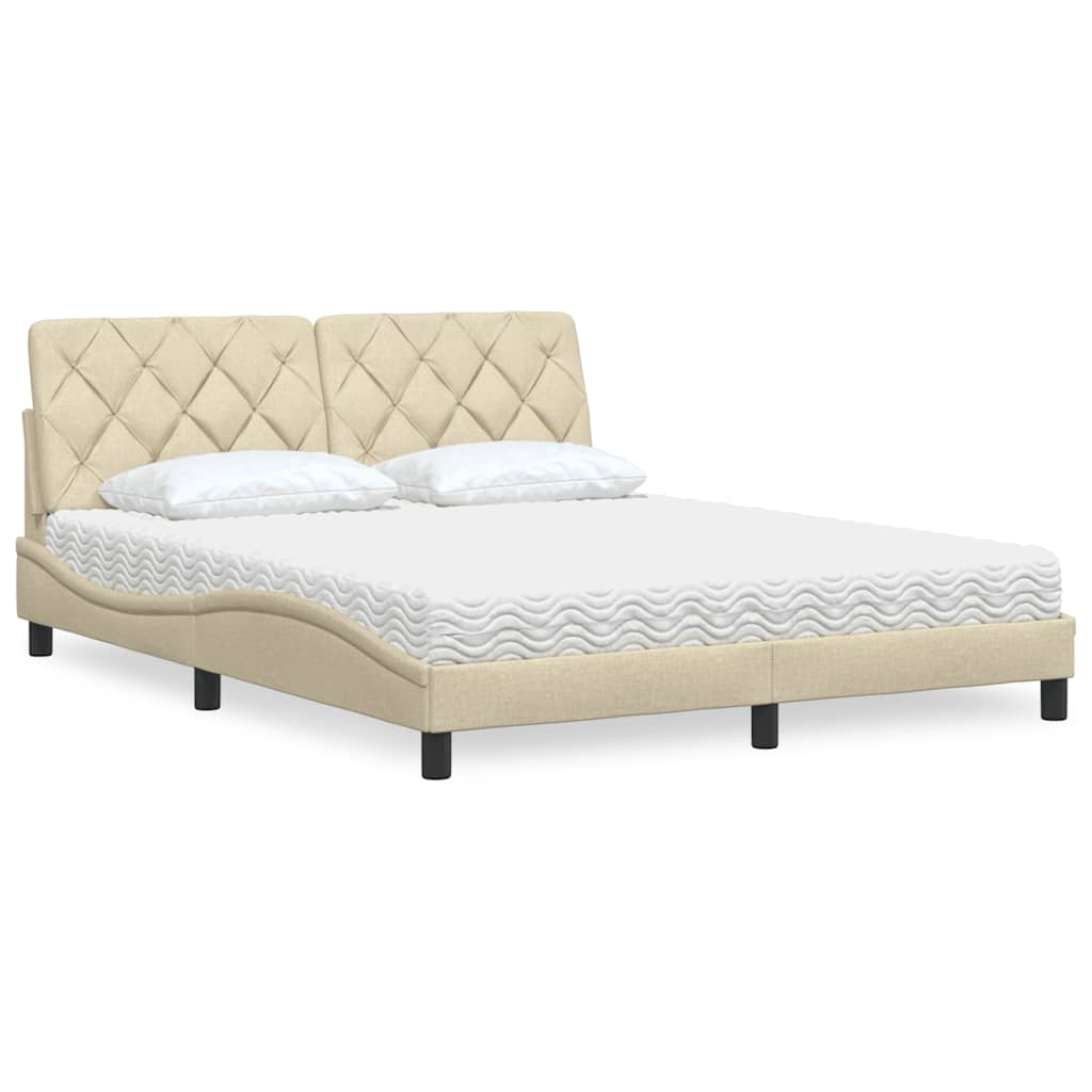 Krevet s madracem krem 160x200 cm od tkanine