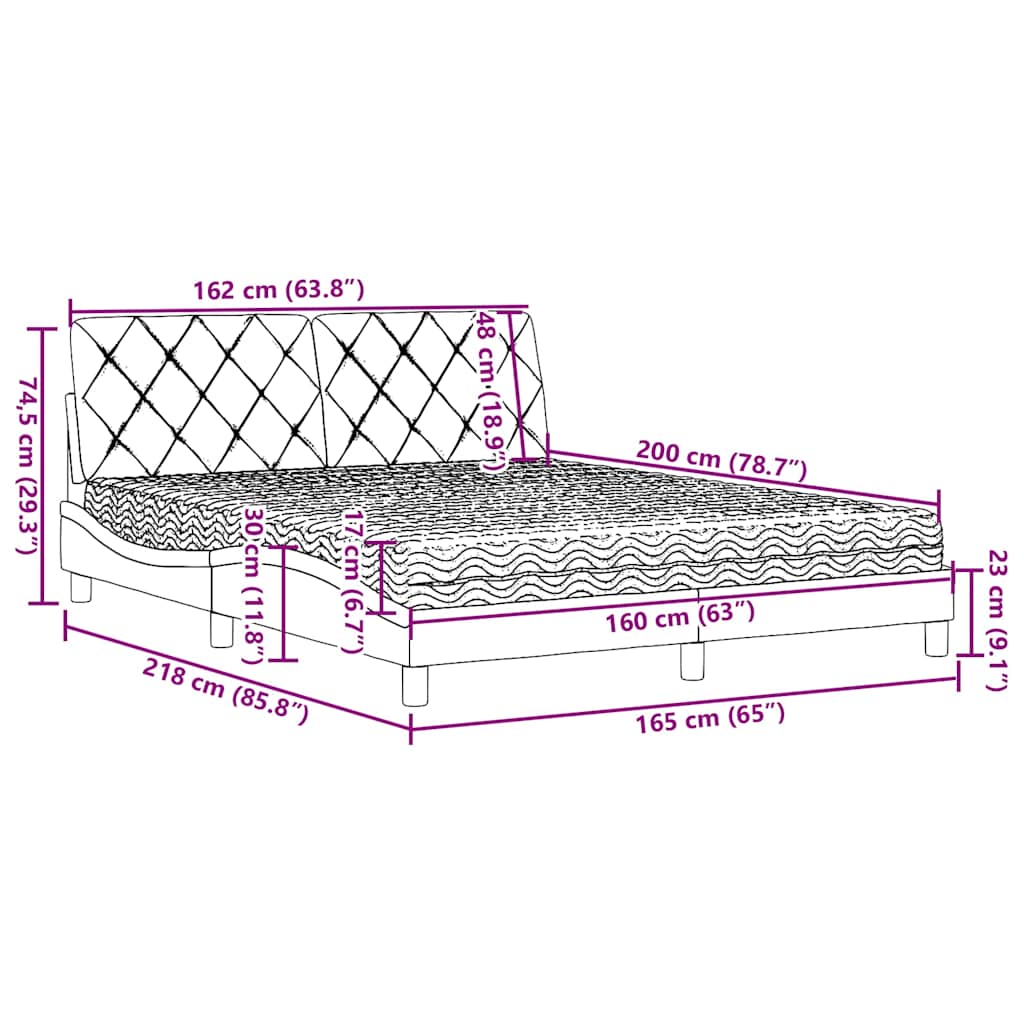 Krevet s madracem plavi 160x200 cm od tkanine