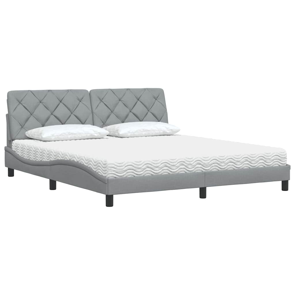 Krevet s madracem svjetlosivi 180x200 cm od tkanine