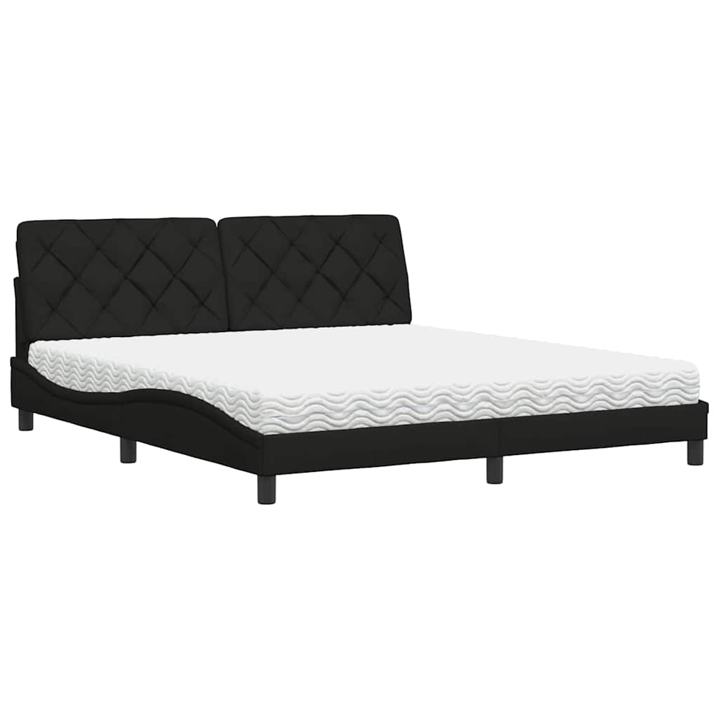 Krevet s madracem crni 180x200 cm od tkanine