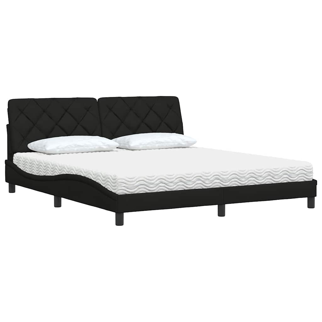 Krevet s madracem crni 180x200 cm od tkanine