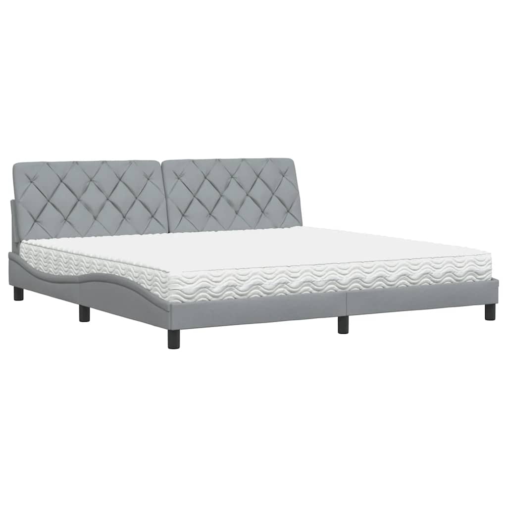 Krevet s madracem svjetlosivi 200 x 200 cm od tkanine