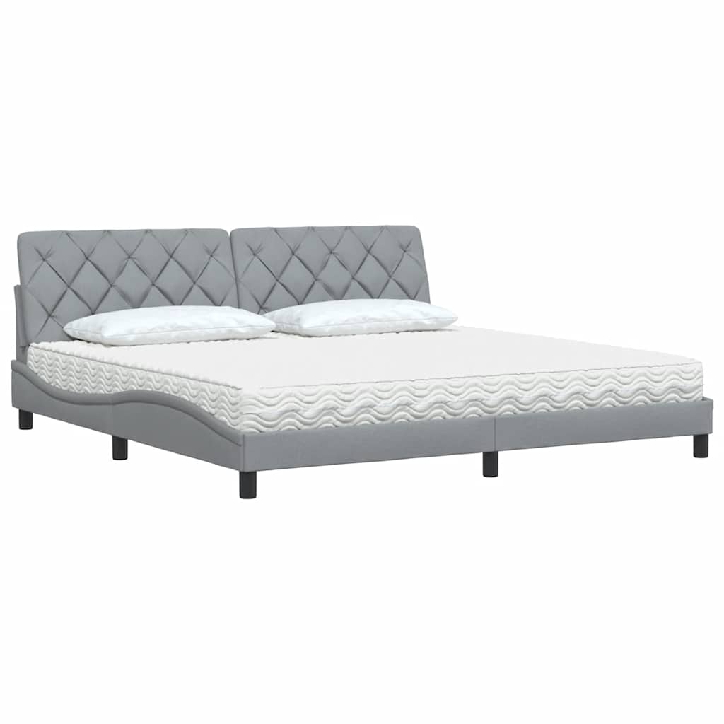 Krevet s madracem svjetlosivi 200 x 200 cm od tkanine
