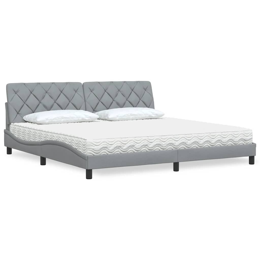 Krevet s madracem svjetlosivi 200 x 200 cm od tkanine