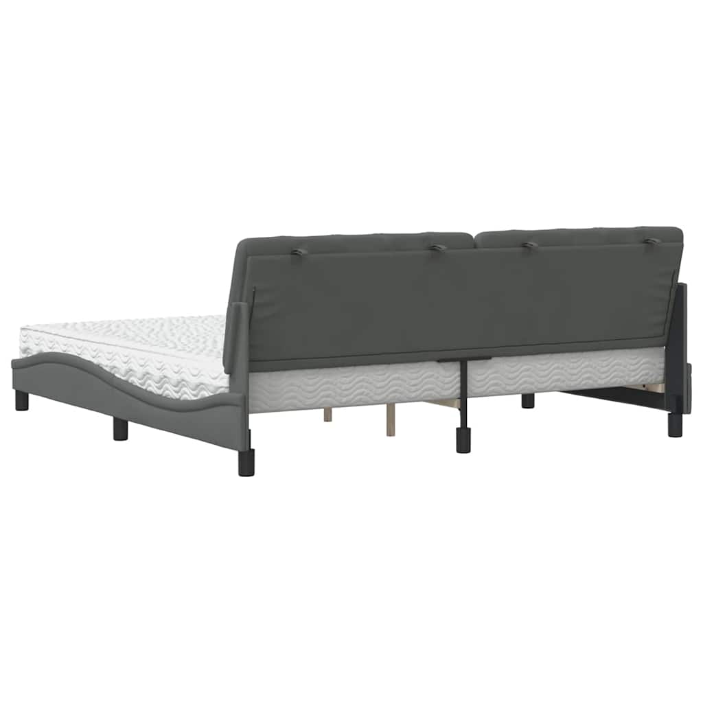 Krevet s madracem tamnosivi 200 x 200 cm od tkanine