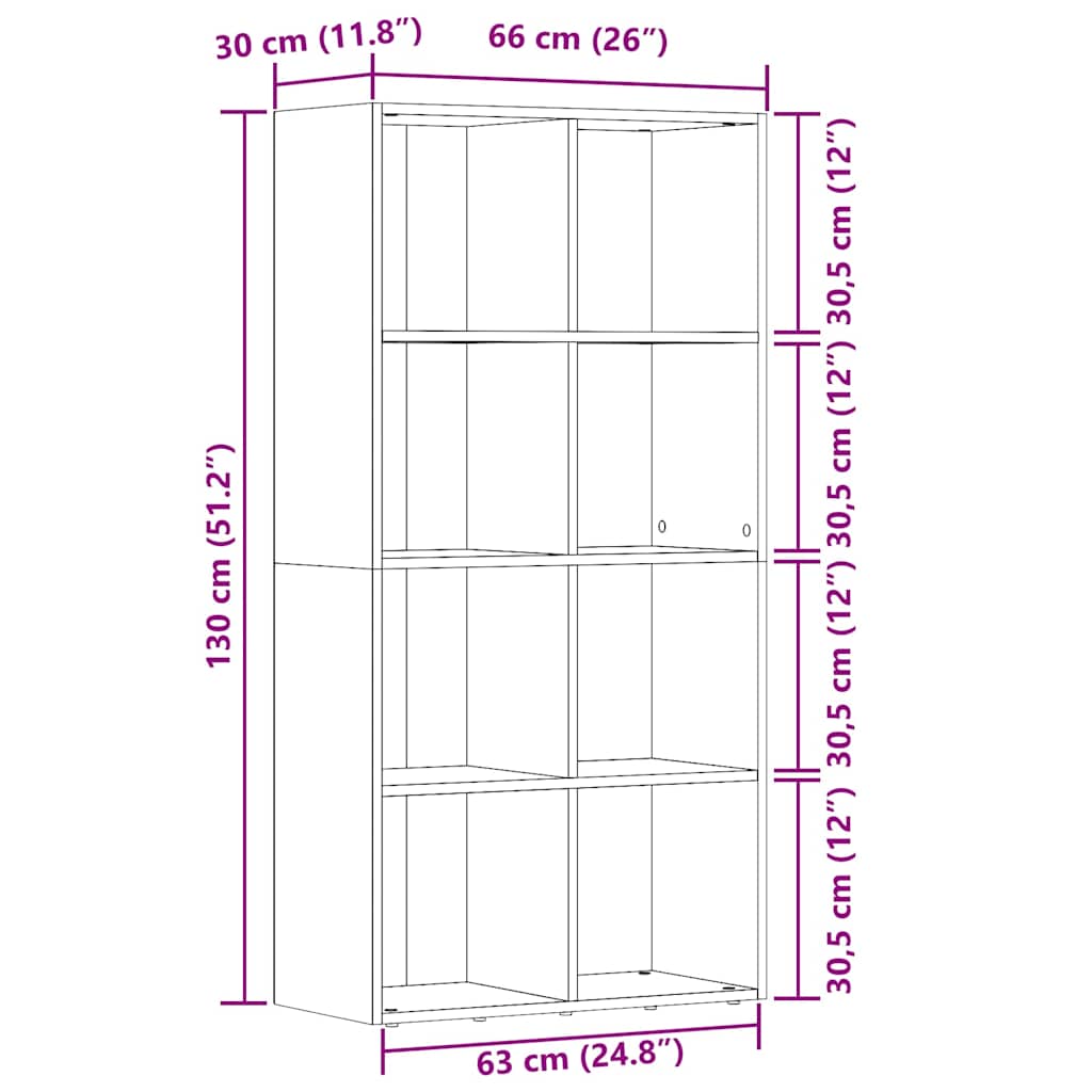 Ormar za knjige staro drvo 66x30x130 cm konstruirano drvo