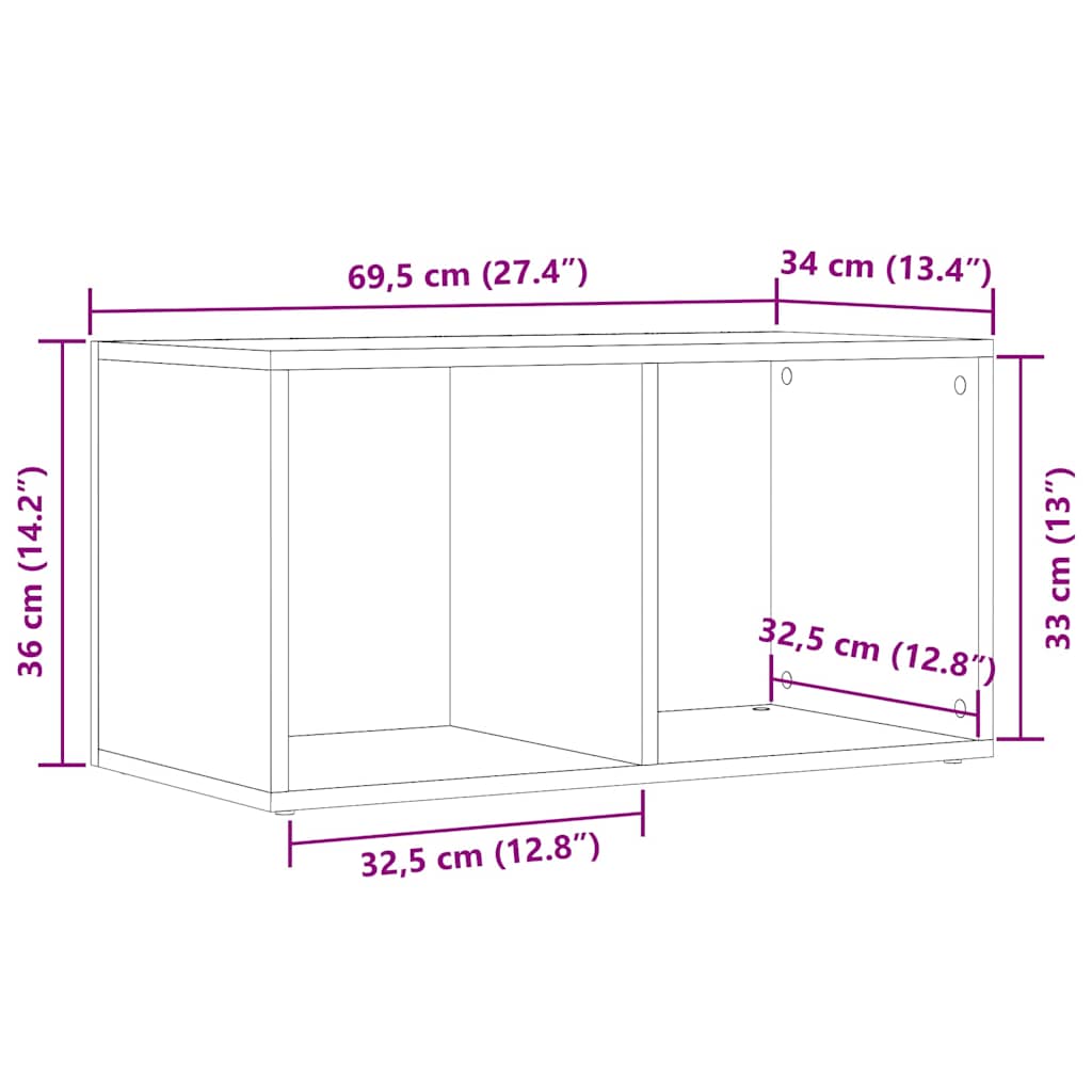 LP kutija za pohranu staro drvo 69,5x34x36 cm konstruirano drvo