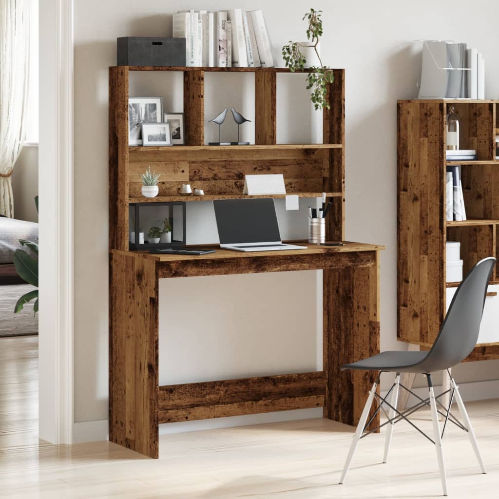 Radni stol s policama boja drva 102x45x148 cm konstruirano drvo