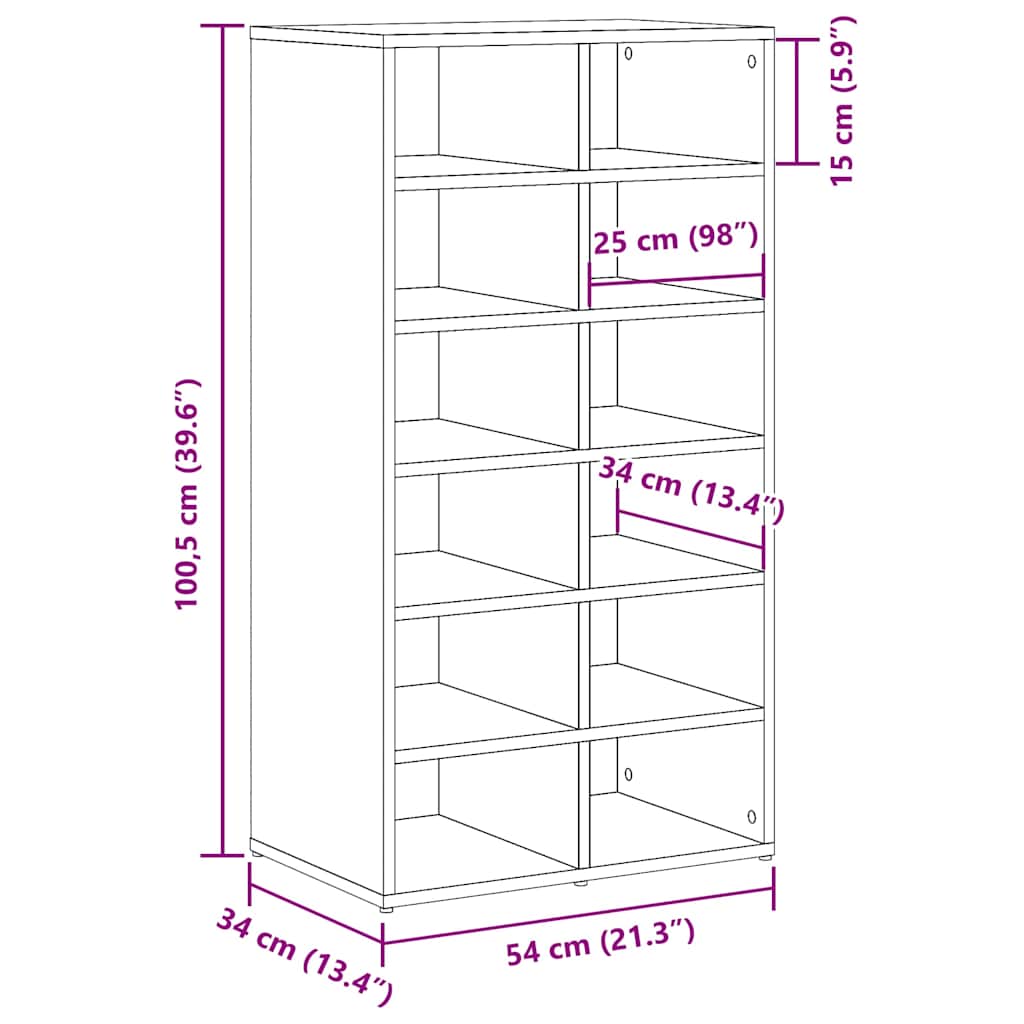 Stalak za cipele Artisan hrast 54x34x100,5 cm izrađeno drvo