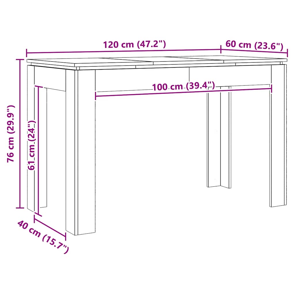 Blagovaonski stol Artisan hrast 120x60x76 cm izrađeno drvo