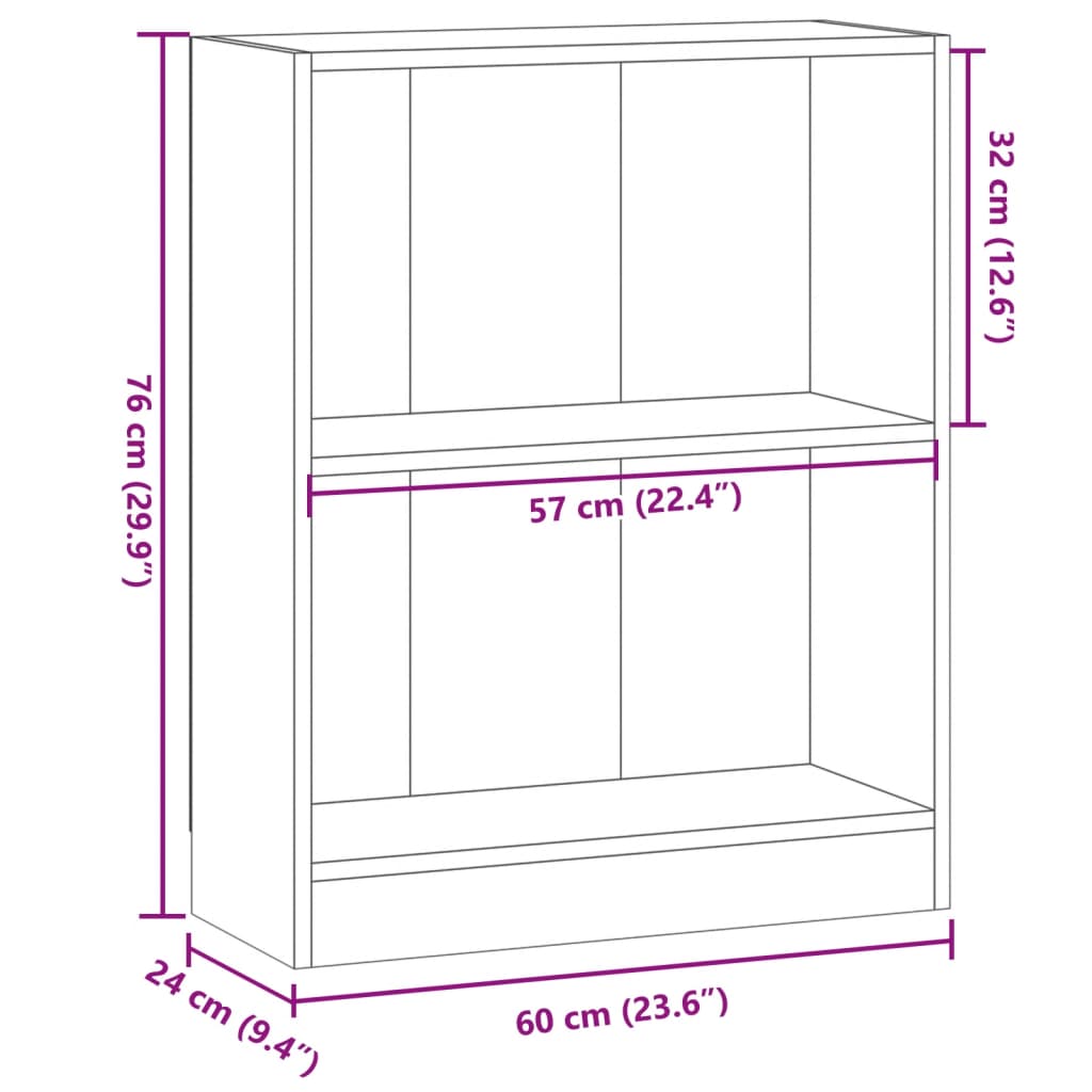 Regal za knjige boja hrasta 60 x 24 x 76 cm konstruirano drvo