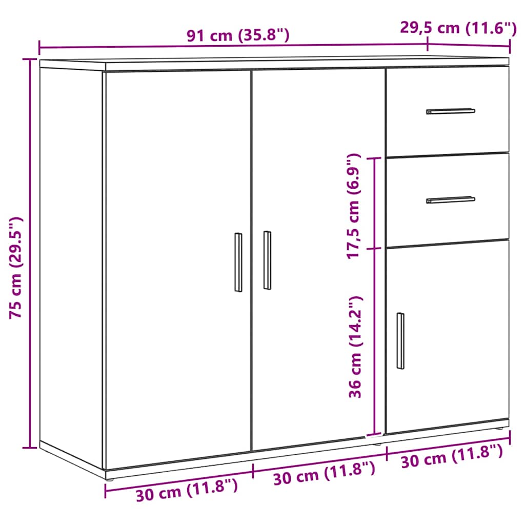Komoda Artisan hrast 91x29,5x75 cm Inženjersko drvo