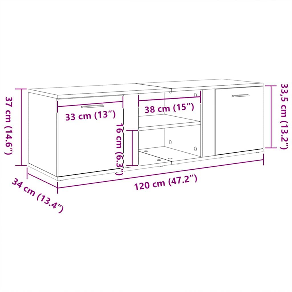 TV ormarić Artisan hrast 120x34x37 cm izrađeno drvo