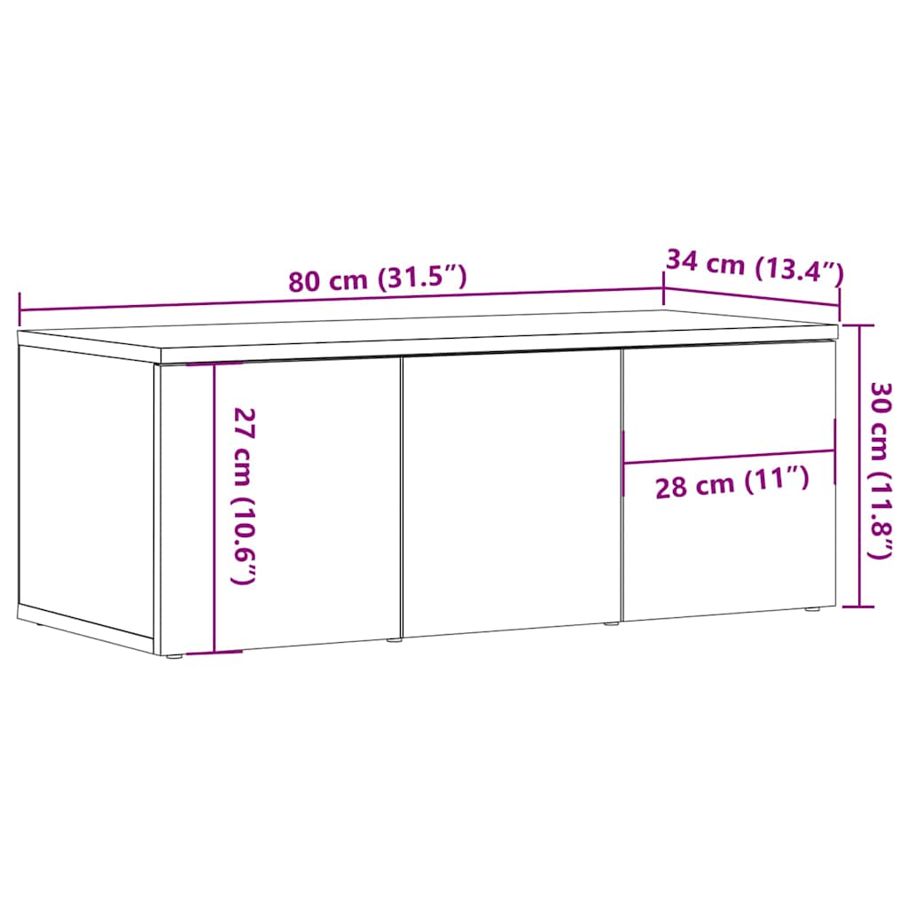 TV ormarić staro drvo 80x34x30 cm konstruirano drvo