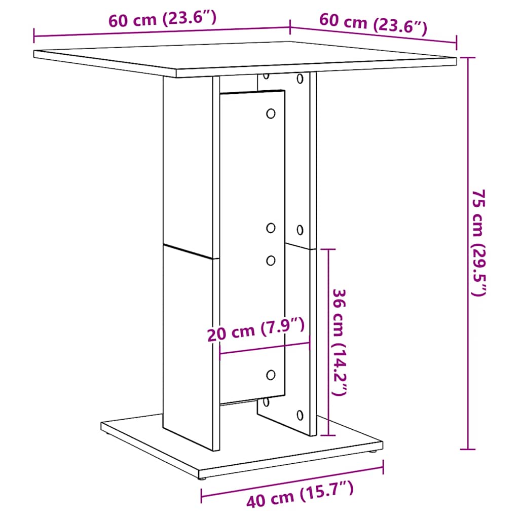 Stol za bistro staro drvo 60x60x75 cm konstruirano drvo