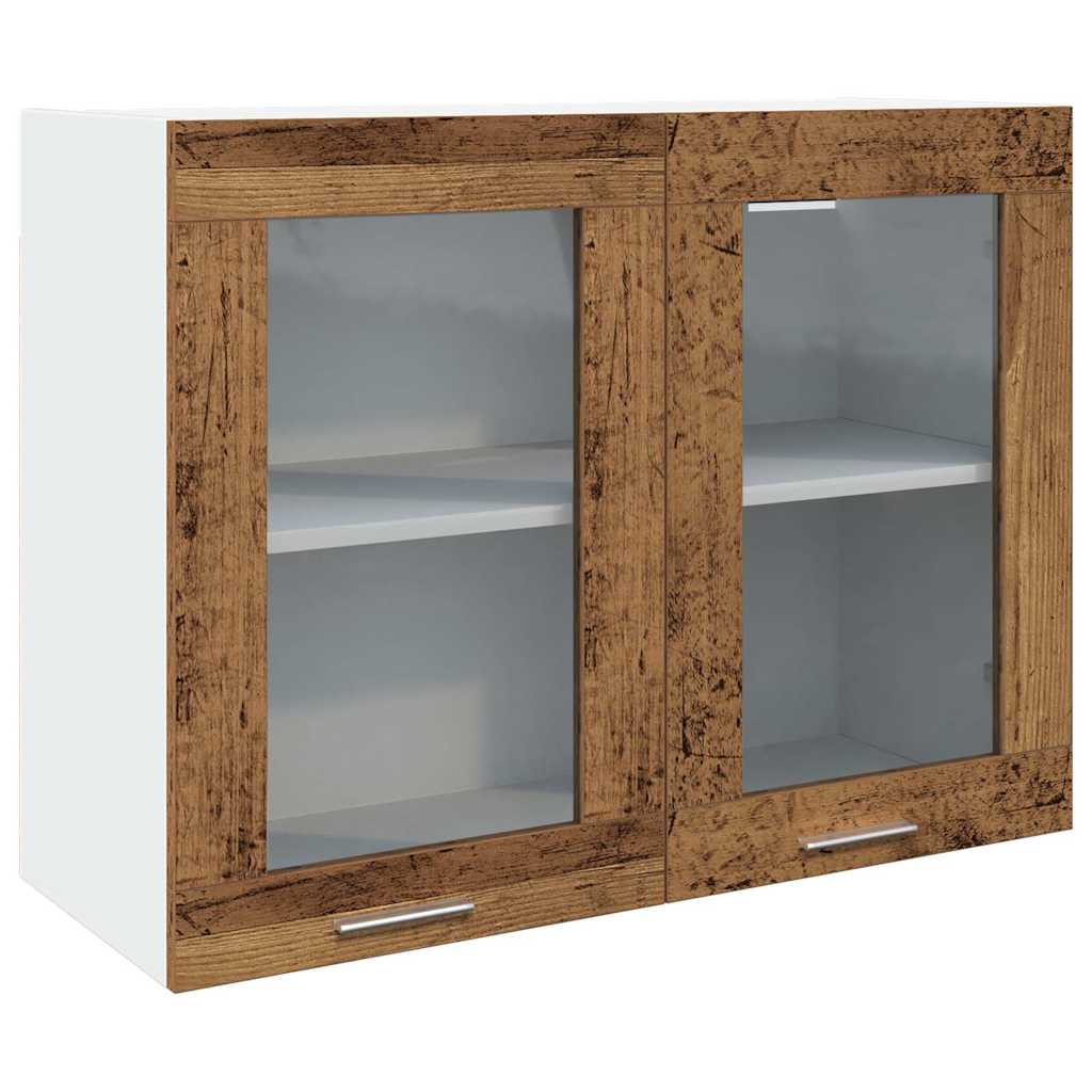 Viseći stakleni ormarić "Lyon" Staro drvo 80x31x60 cm Konstruirano drvo