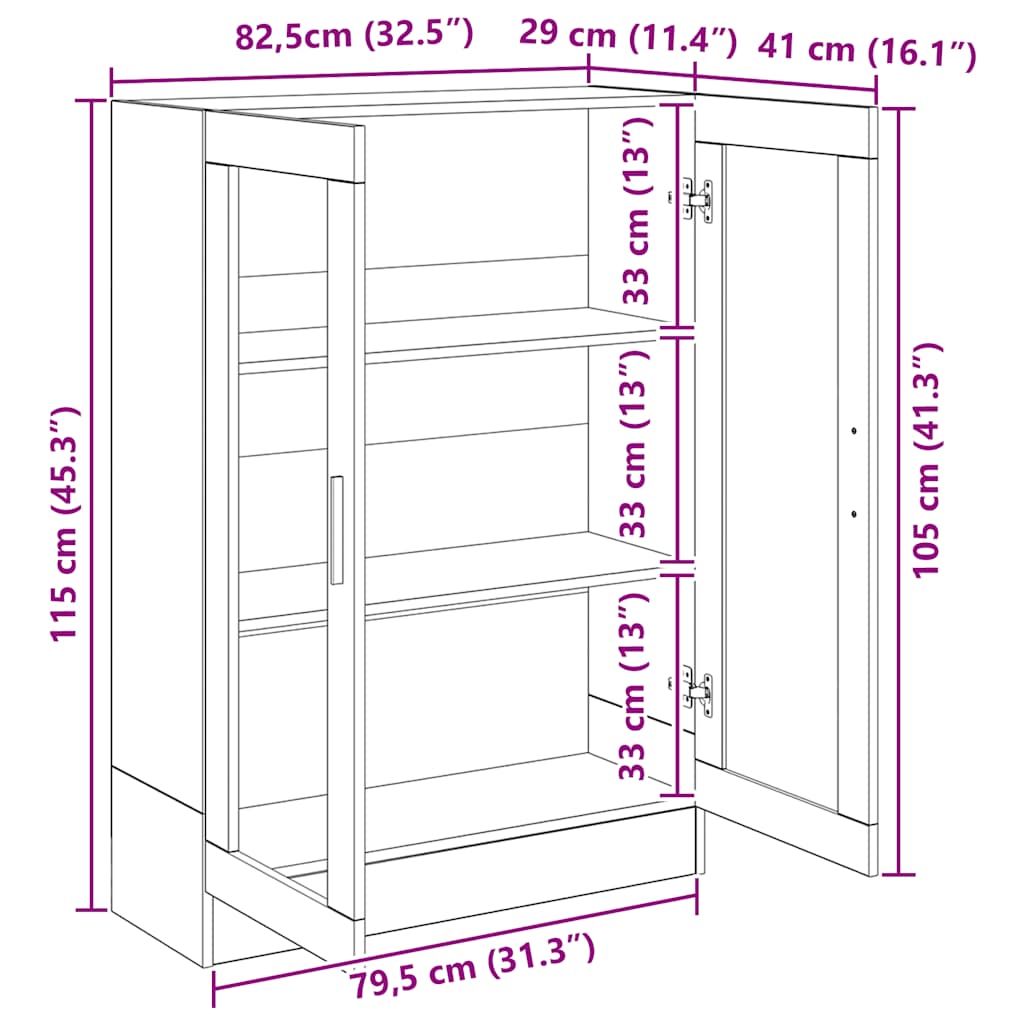 Ormarić za knjige boja hrasta artisana 82,5x30,5x115 cm drveni