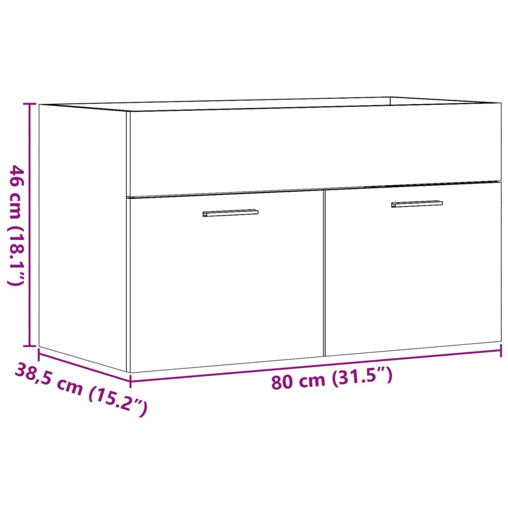 Ormarić za umivaonik siva boja betona 80 x 38,5 x 46 cm iverica