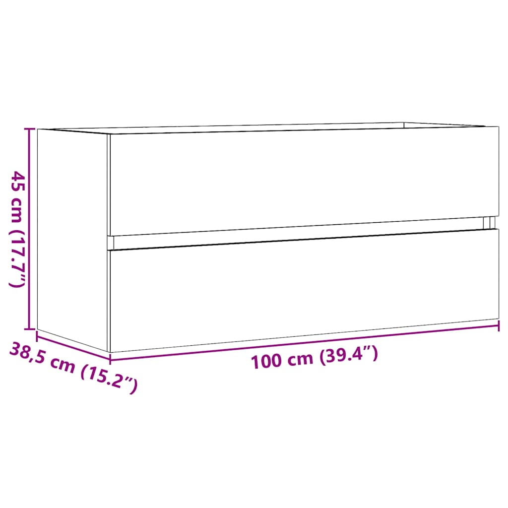 Ormarić za umivaonik boja drva 100x38,5x45 cm konstruirano drvo