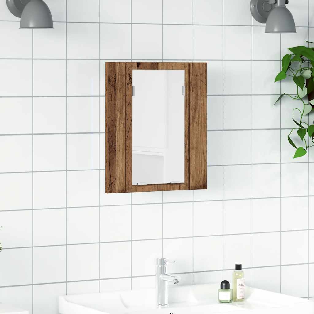 LED kupaonski ormarić s ogledalom boja hrasta 40x12x45cm drveni
