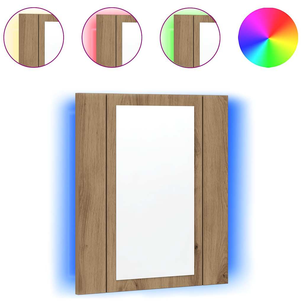 LED kupaonski ormarić s ogledalom boja hrasta 40x12x45cm drveni