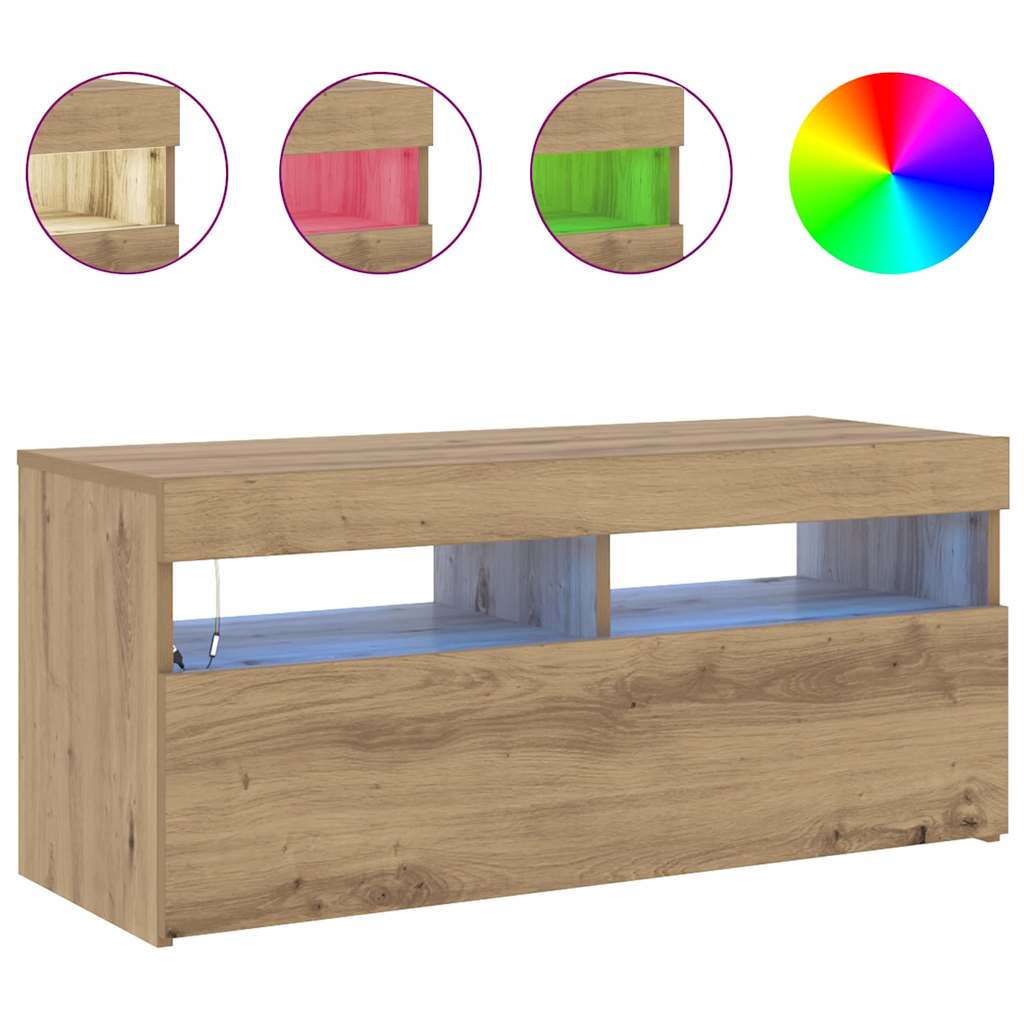 TV ormarić LED boja hrasta 90x35x40 cm konstruirano drvo