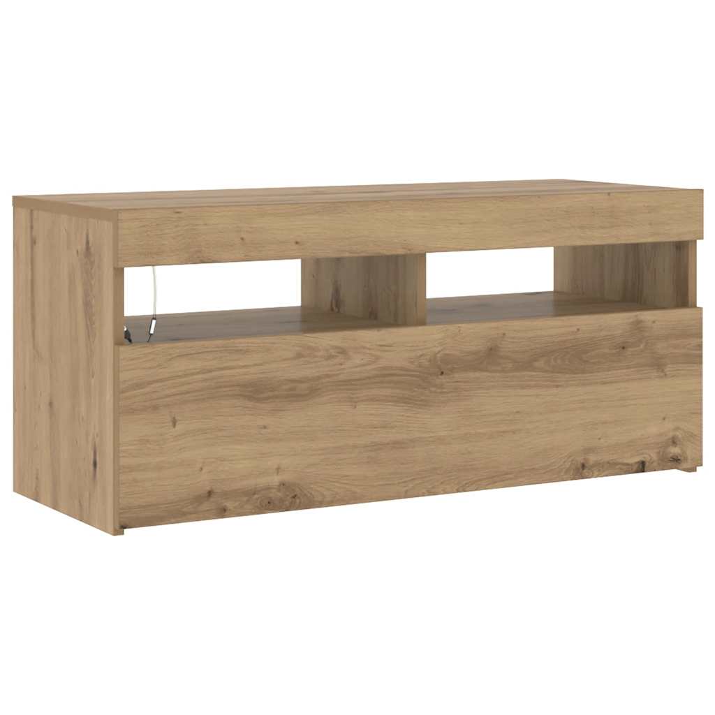 TV ormarić LED boja hrasta 90x35x40 cm konstruirano drvo