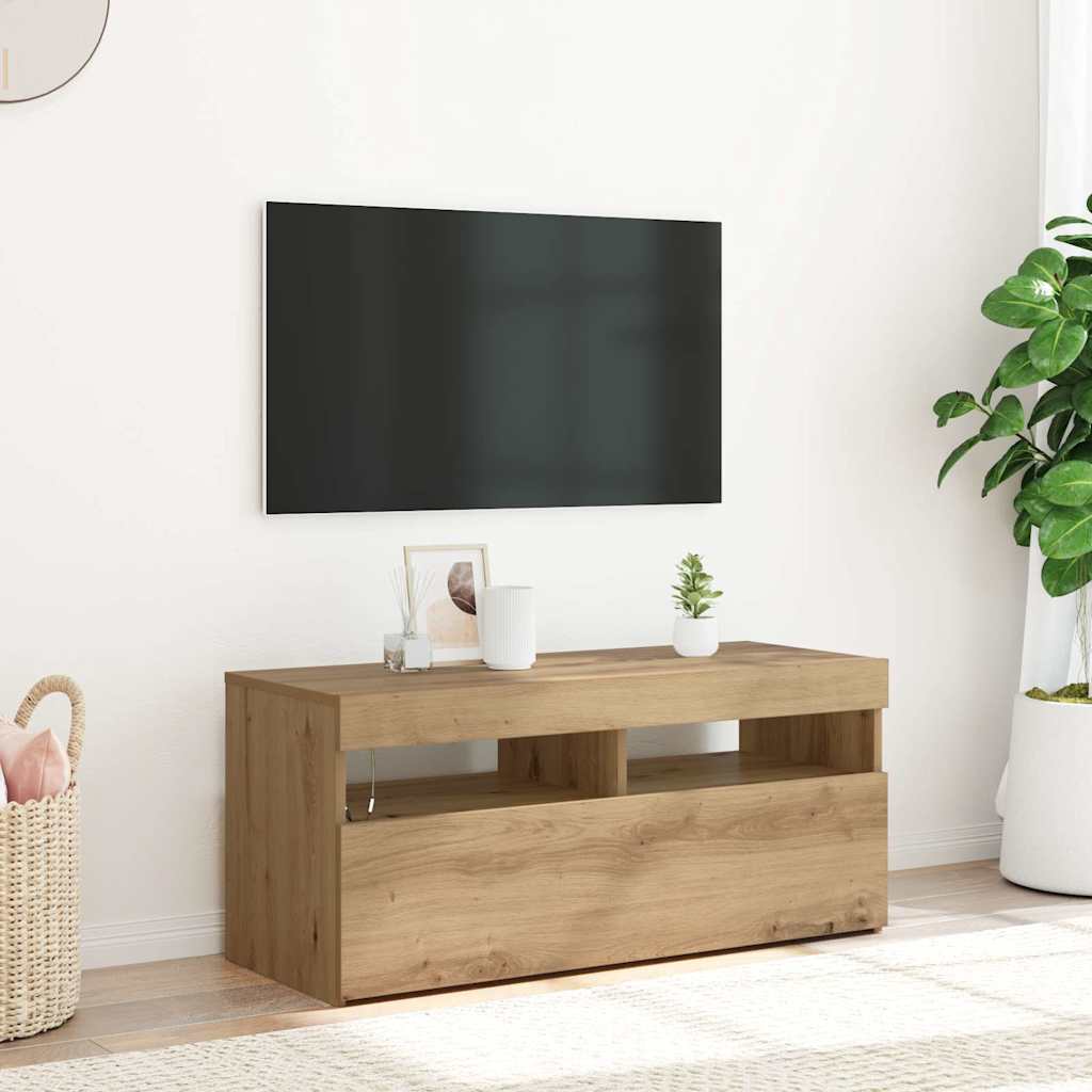 TV ormarić LED boja hrasta 90x35x40 cm konstruirano drvo