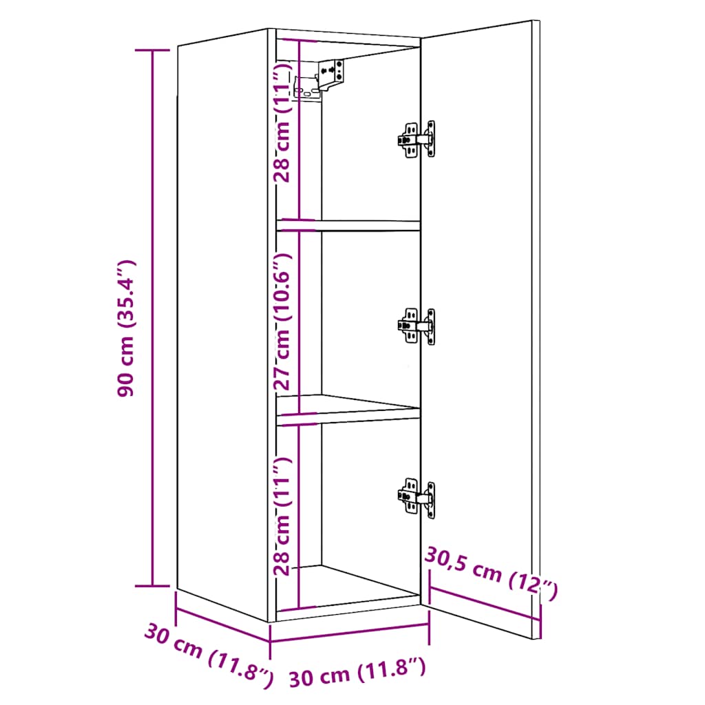 TV ormarić staro drvo 30,5x30x90 cm konstruirano drvo