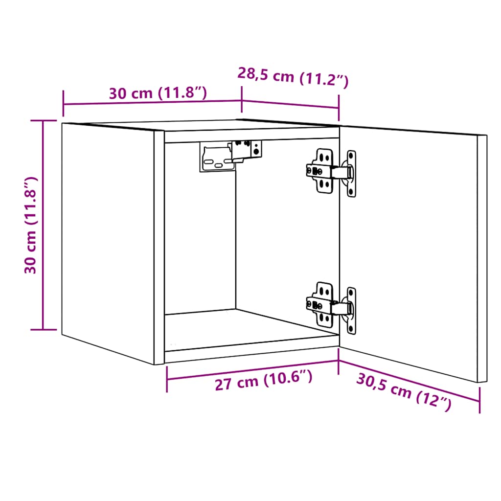 2-dijelni zidni TV ormarić Artisan hrast 30,5x30x30 cm